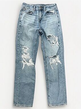 American Eagle Outfitters Light Blue Distressed Straight Leg Jeans